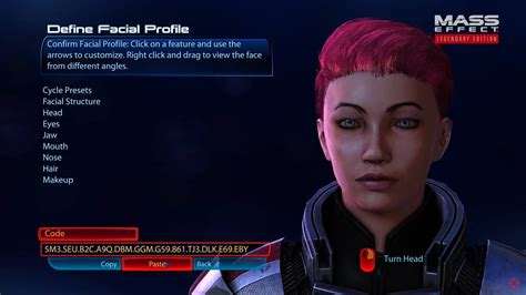 Mass Effect Legendary Edition Face Codes Steam Lists