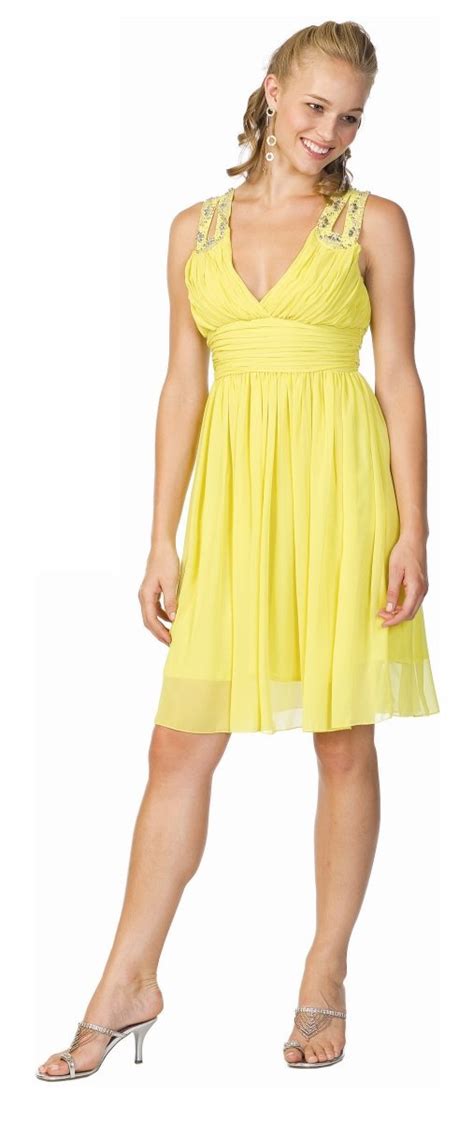 Yellow Cocktail Dress Encrusted Straps Short Dress 12299 Cocktail Dress Yellow Dresses