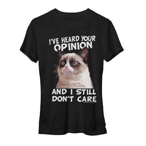 T Line Grumpy Cat Opinion Funny Juniors Black T Shirt Tee Walmart
