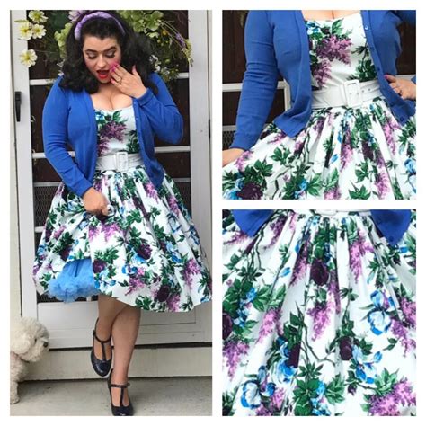 Full Bust Pinup Jenny Dress Review White And Lavender Floral Print