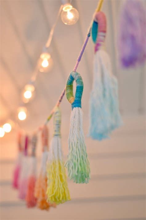 Yarn Tassel Garland Tassels Dip Dye Tassels Boho Nursery Etsy