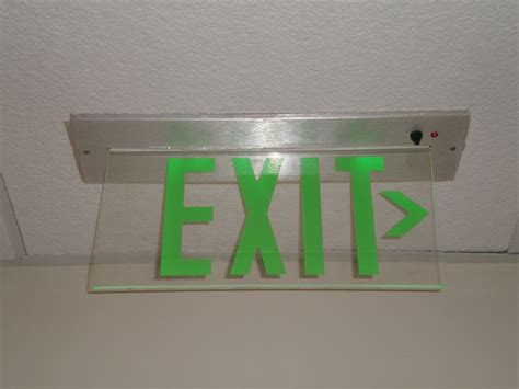 Exit Signs Fileglass Exit Sign With Green Text Wikimedia