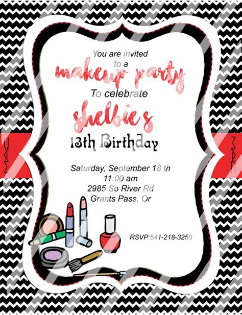 You Print Mac Makeup Cosmetic Birthday Party Invitation