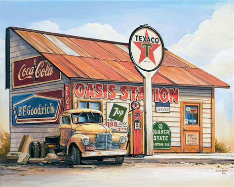 Oasis Station by Georg Huber | Old gas stations, Cool car drawings