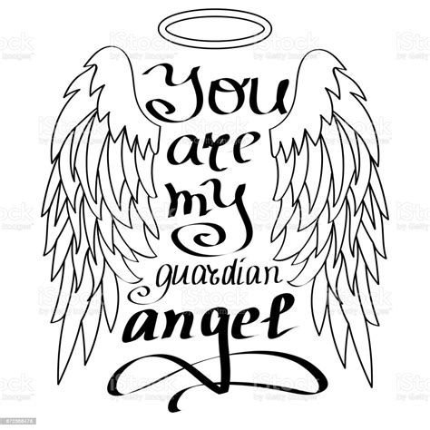 You Are My Guardian Angel Black On White Isolated