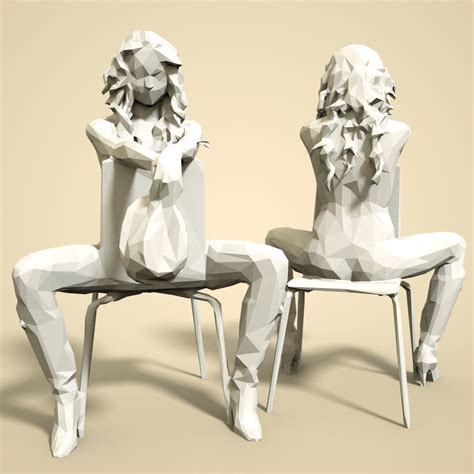 Girl Low Poly Sculpture D Model D Printable Cgtrader