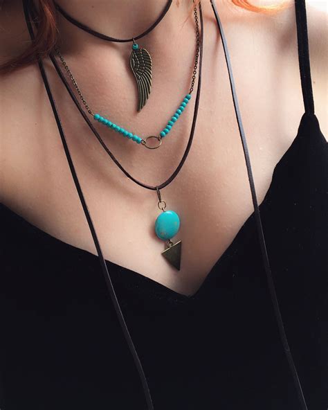 Turquoise Wrap Necklace Leather Necklace With Turquoise