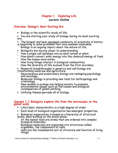 Campbell Chapter 1 Summary Essential Biology Chapter 1 Exploring