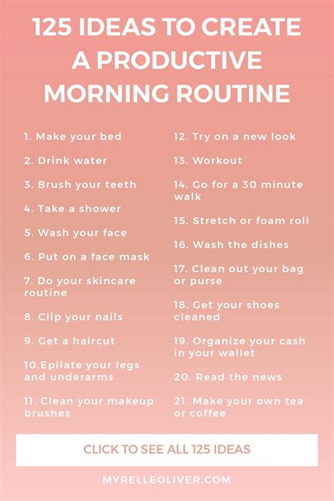 125 Ideas To Create A Productive Morning Routine Myrelle Oliver Healthy Morning Routine