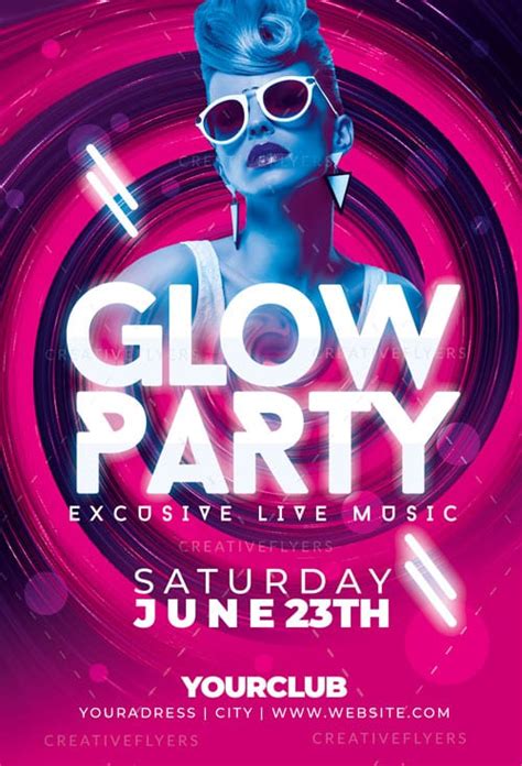 Glow Party Flyer Template For Photoshop Creativeflyer