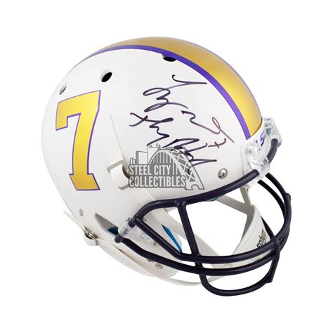 Tyrann Mathieu Honey Badger Autographed Lsu Full Size Football Helmet Bas Steel City