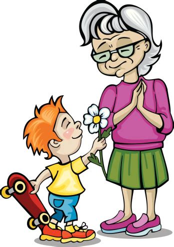 Explore what grandma flower type suits her best. Grandson Is Giving A Flower To His Grandma Stock ...