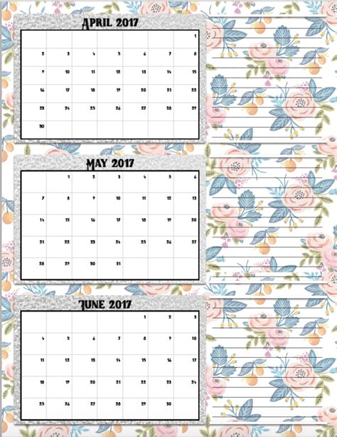Free Printable 2017 Quarterly Calendars 2 Different Designs