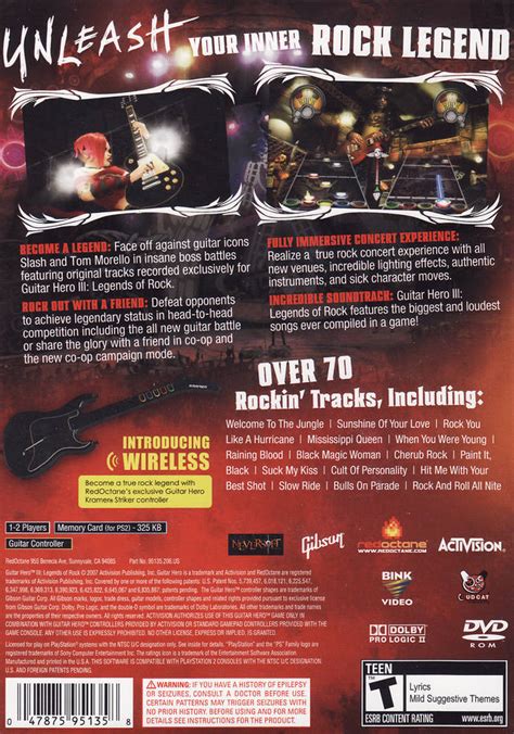 Guitar Hero Iii Legends Of Rock Sony Playstation 2 Game
