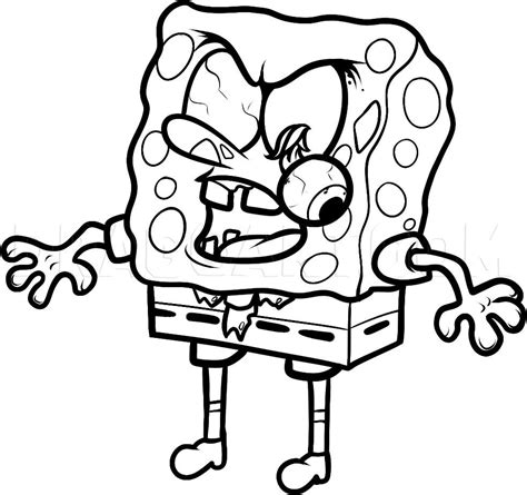 How To Draw Zombie Spongebob Zombie Spongebob Step By Step Drawing