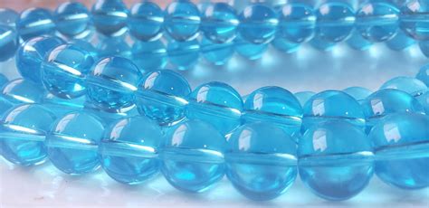 Round Aqua Blue Glass Beads 12mm 83 Beads Etsy