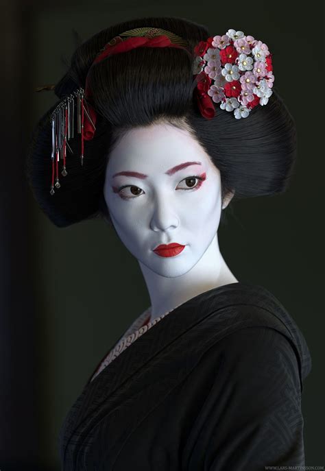 Geisha By Lars Martinsson Portrait 3d Cgsociety Geisha Japan