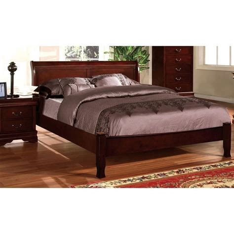 Shop Furniture Of America Bila Traditional Cherry Solid Wood Sleigh Bed
