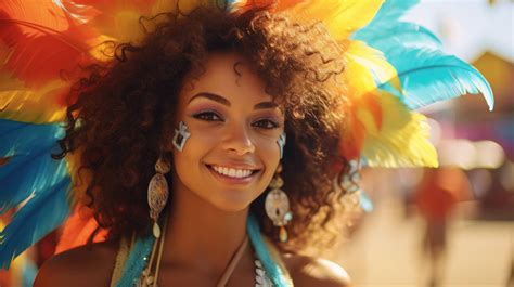 beautiful brazilian woman in carnival costume portrait photography outdoor setting bright