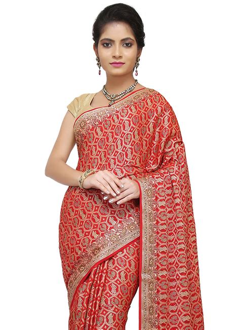 Buy Red Zari Pure Silk Saree Zari Sari Online Shopping Saknsas712