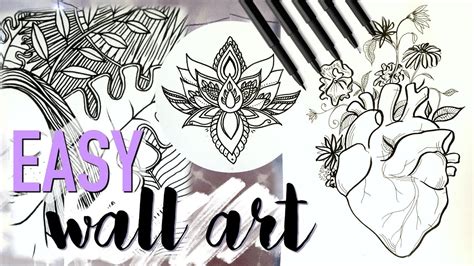 These diy's are very minimal, easy and super. Easy DIY Wall Art / Decor (Tumblr Inspired Drawing Tutorial) - Natasha Rose - YouTube