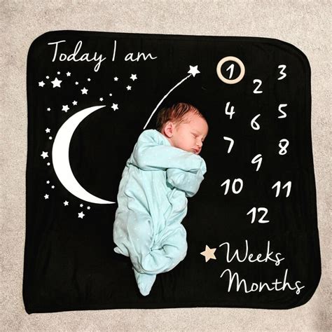 Personalised Baby Milestone Blanket Personalised Baby Age Etsy