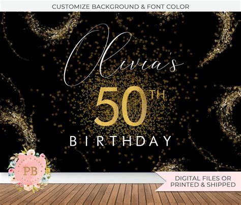 50th Birthday Backdrop Red And Gold Step And Repeat Custom Photo
