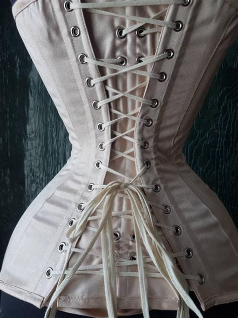 Glowing Edwardian Corset In Natural Nude Ecru Satin Coutil Etsy Pink