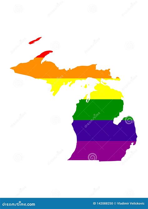 Michigan Map With Lgbt Flag Stock Vector Illustration Of State Lgbt