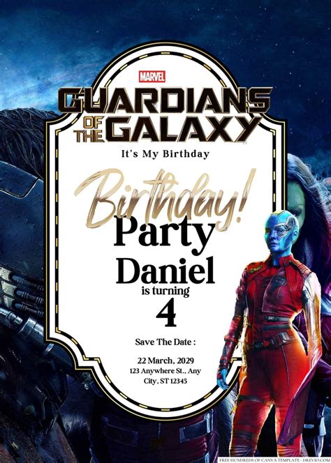 Free Editable Guardians Of The Galaxy Birthday Invitation Download