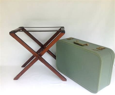 Vintage Folding Luggage Rack Mid Century Wooden Folding