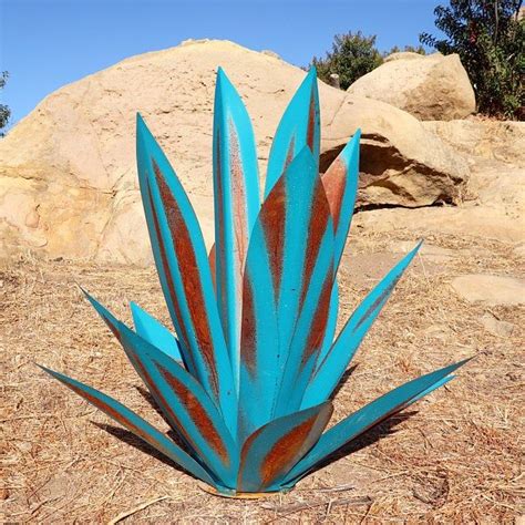Budding Agave Rustic Metal Garden Sculpture Metal Cactus Etsy Metal