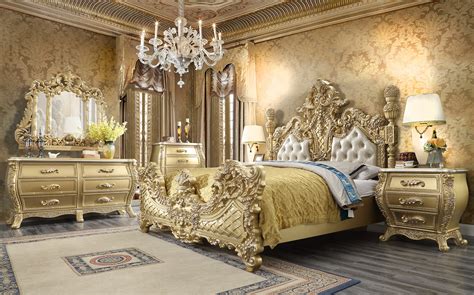 Homey Design Hd 1801 Eastern King 5pc Bedroom Set Metallic Antique