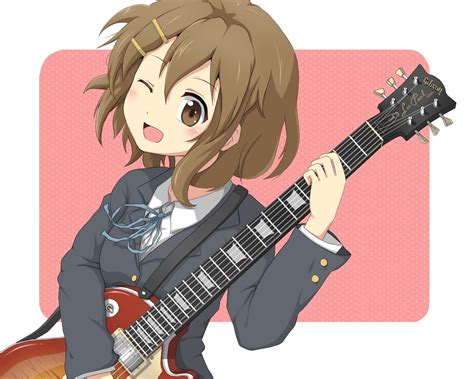 Female Anime Character In School Uniform Playing Guitar