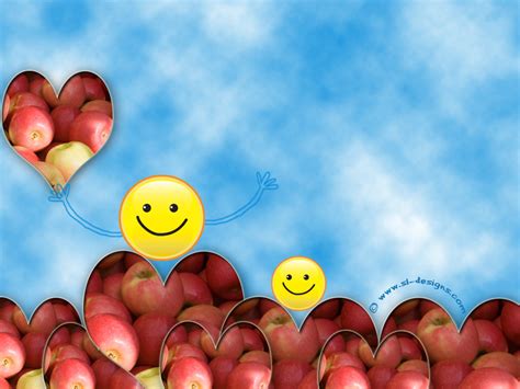 Free Smiley Wallpapers Smiley Holding Apple Hearts
