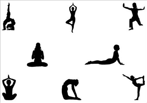 Yoga Silhouette Yoga Pose Of Standing And Sittingsilhouette Clip Art