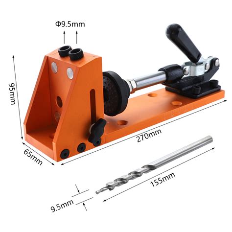 Pocket Hole Jig 95mm Dowel Jig Aluminum Alloy Hole Drill Guide With