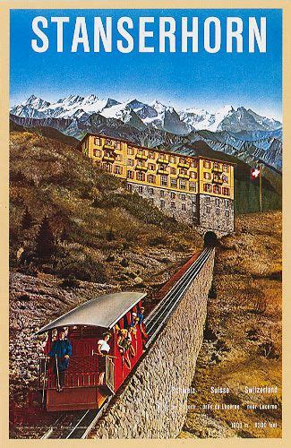 Old Swiss hotel reached via 3 funicular rails | Travel posters, Train
