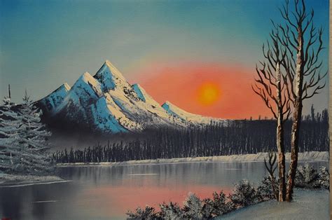 Snowy Mountain At Sunset Painting By Tina Zarichniak Pixels