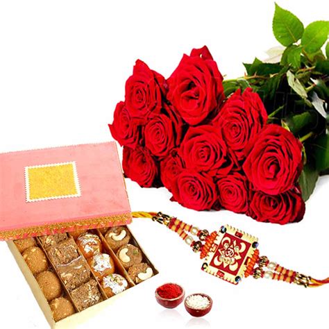 Here comes the auspicious festival of rakhi and our vast collection of raksha bandhan gifting options to turn the festive celebration cheerful and memorable for your dearest brother or sister. Rakhi Gift Pack Of Red Roses With Assorted Sweet India
