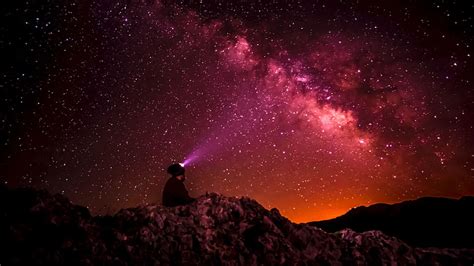 Hd Wallpaper Starry Sky Glitter Light Man Milky Way Starry Night