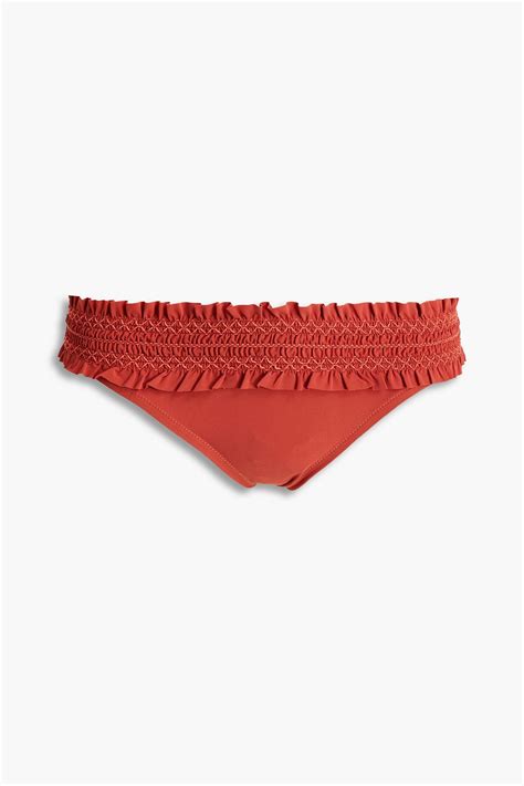 Tory Burch Costa Shirred Mid Rise Bikini Briefs The Outnet