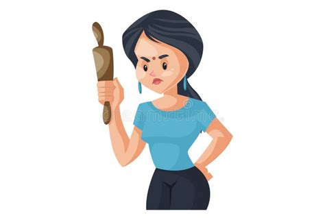 Cartoon Angry Woman Rolling Pin Stock Illustrations Cartoon Angry Woman Rolling Pin Stock
