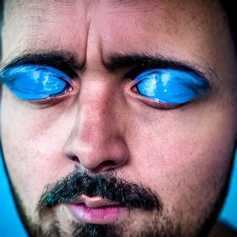 KREA AI Fish Eye Lens Close Up Photograph Of A Man With Bl