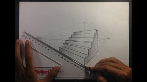 How To Draw Stairs In Two Point Perspective Basic Youtube