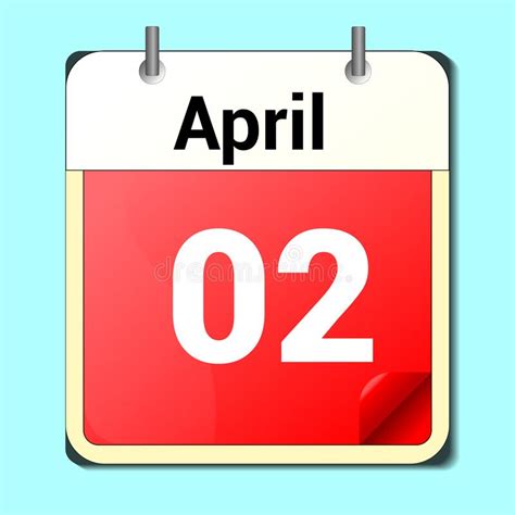 Day On The Calendar Vector Image Format April 2 Stock Vector