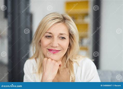 Thoughtful Woman Resting Her Chin On Her Hand Stock Image Image Of