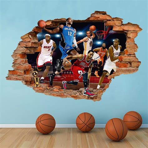 Basketball 3d Wall Decal Nba Wall Sticker Sport Removable Etsy