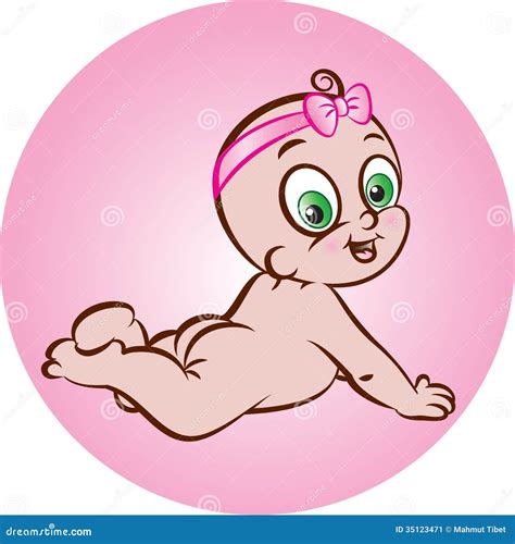Happy Naked Baby Girl Stock Vector Illustration Of Newborn 35123471