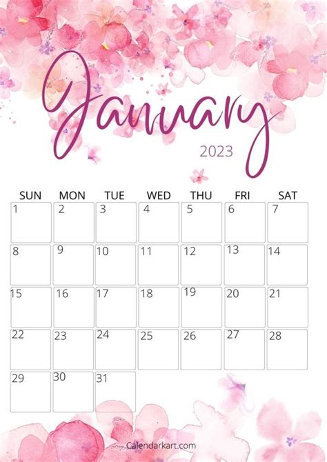 Free Printable January 2023 Calendar 6 Pages Free Printable